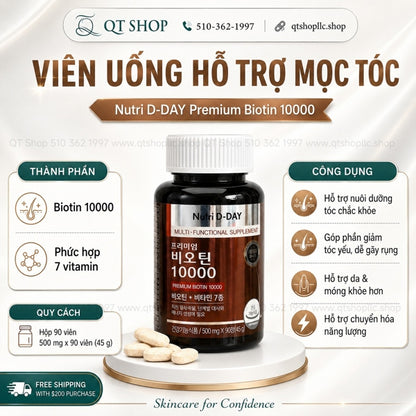 NUTRI D-DAY - Viên Uống Premium Biotin 10000 - 90 viên - EXP 202803