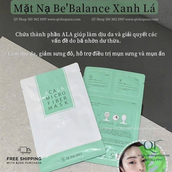 @ BEBALANCE - MICROFIBER Mask Xanh Lá ACALA - 10 ea