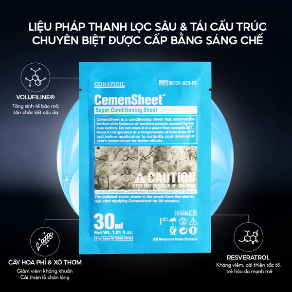 Pharmesthetics - CONAPIDIL CEMENSHEET: Mask Định Vị xanh Mặt Nạ Thải Độc & Phục Hồi - 1ea