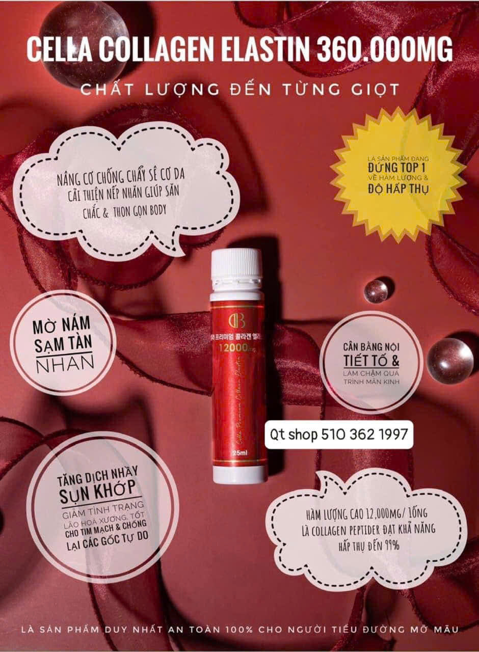 Nước uống Cella Collagen Elastin 360.000mg - Hộp 30 lọ x 25ml