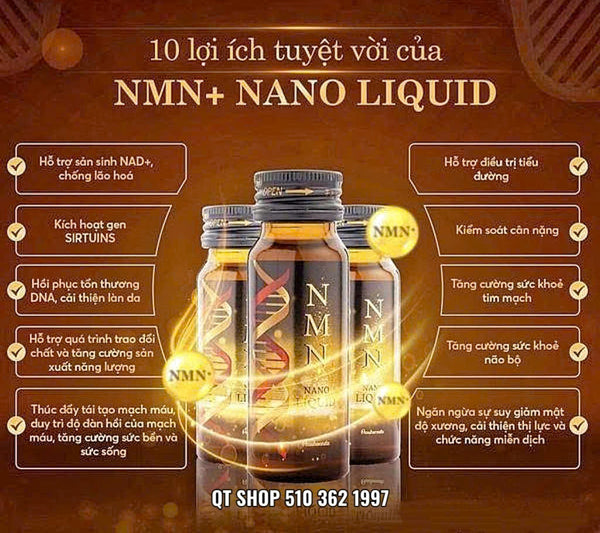 Nước Uống Trẻ Hóa Da Peauhonnete NMN+ NANO LIQUID 12000 Nhật Bản Japan - Hộp 12 chai