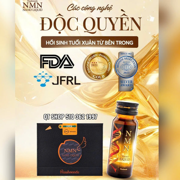 Nước Uống Trẻ Hóa Da Peauhonnete NMN+ NANO LIQUID 12000 Nhật Bản Japan - Hộp 12 chai