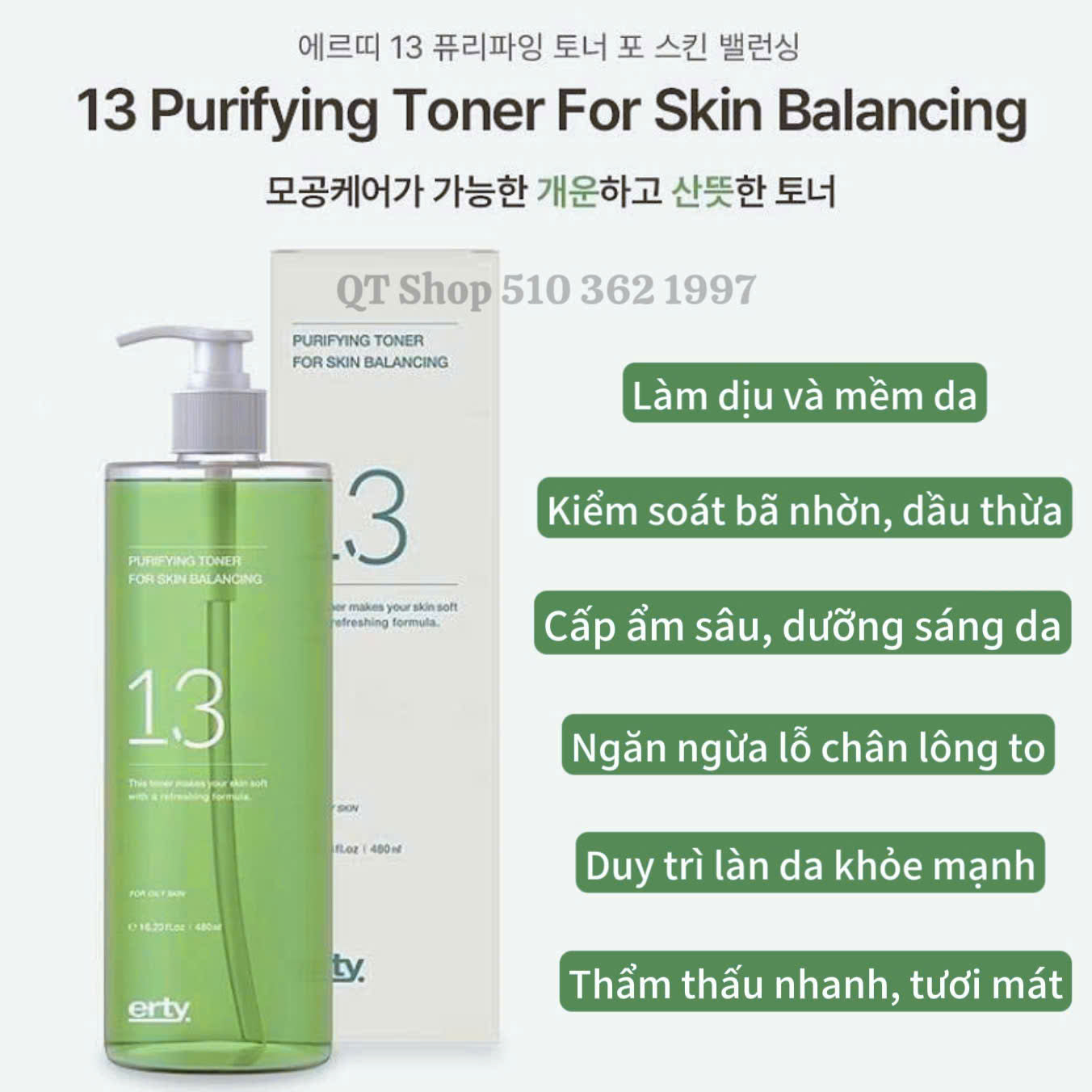 ERTY - 13 TONER - 480ml - EXP June 2026