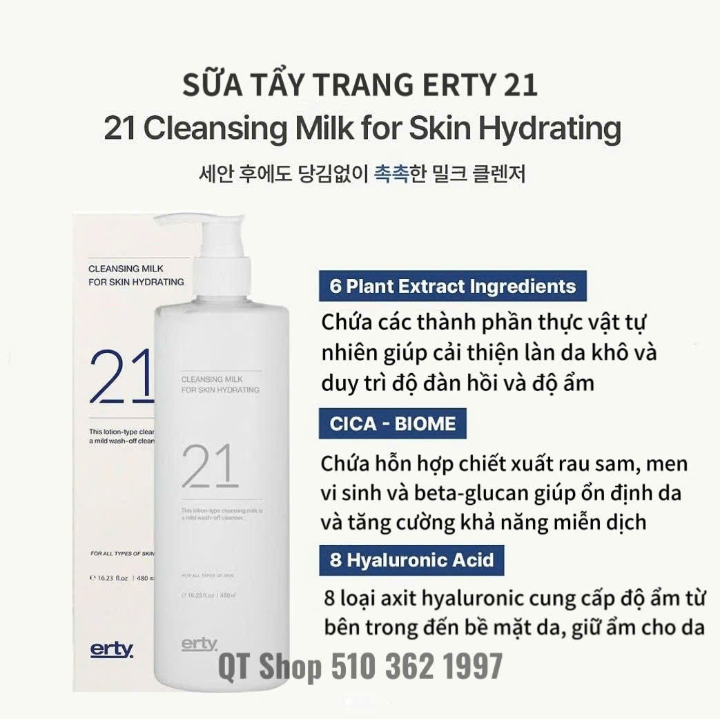 Sữa tẩy trang ERTY 21 CLEANSING MILK 480ml