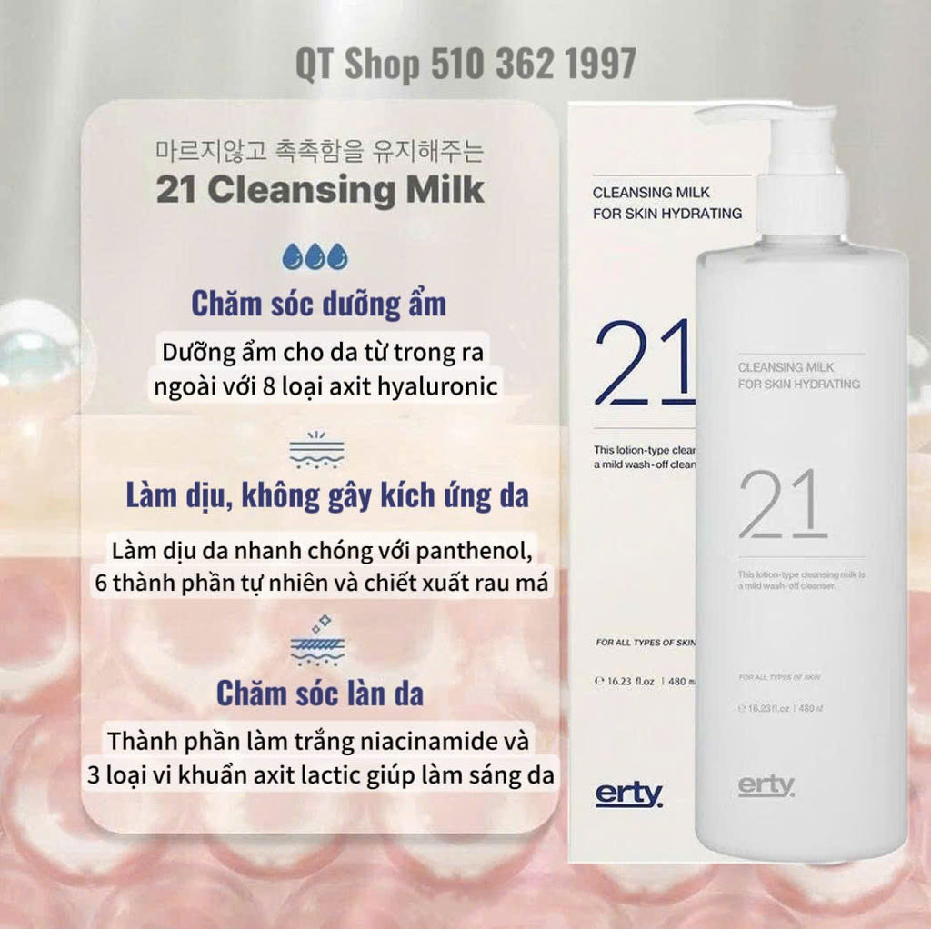 Sữa tẩy trang ERTY 21 CLEANSING MILK 480ml